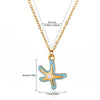 Wholesale Unisex Colorful Oildropping Gold Electroplated Stainless Steel Starfish Pendant Cross Chain Necklace
