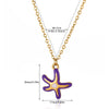 Wholesale Unisex Colorful Oildropping Gold Electroplated Stainless Steel Starfish Pendant Cross Chain Necklace