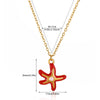 Wholesale Unisex Colorful Oildropping Gold Electroplated Stainless Steel Starfish Pendant Cross Chain Necklace