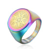 Wholesale Unisex Compass Geometric Stainless Steel Ring With Oil Treatment