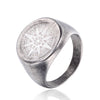 Wholesale Unisex Compass Geometric Stainless Steel Ring With Oil Treatment