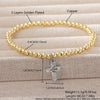 Wholesale Unisex Copper Goldplated Round Beads Cross Bead Bracelet Set Ins Style Geometric Design