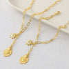 Wholesale Unisex Copper Real Gold Plated Holy Heart Pendant Necklace And Paperclip Bracelet Jewelry Set