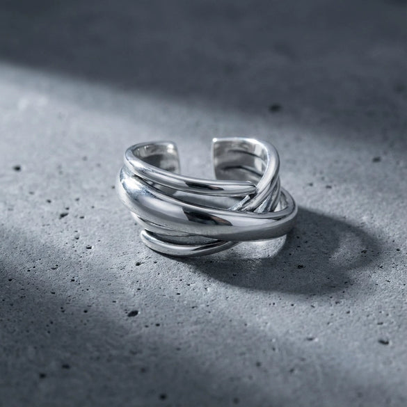 Wholesale Unisex Copper Silver Plated Electroplated Geometric Minimalist Cross Ring