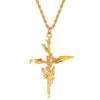 Wholesale Unisex Cross Birth Flower Necklace With Ochain Copper And Titanium Steel Electroplated