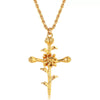 Wholesale Unisex Cross Birth Flower Necklace With Ochain Copper And Titanium Steel Electroplated