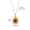 Wholesale Unisex Cross Chain Necklace With Gold Electroplated Stainless Steel Pendant And Tiger Eye Stone