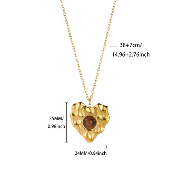 Wholesale Unisex Cross Chain Necklace With Gold Electroplated Stainless Steel Pendant And Tiger Eye Stone