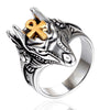 Wholesale Unisex Cross Drop Glue Titanium Steel Ring With Geometric Pattern And Electroplating Treatment