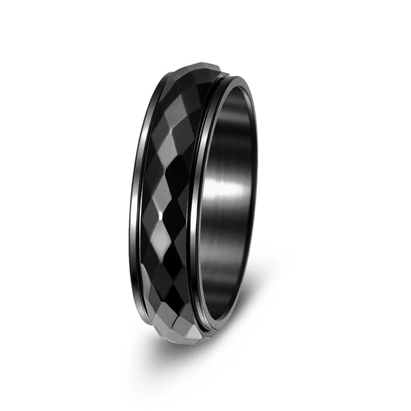 Wholesale Unisex Diamondshaped Rotatable Stressrelief Titanium Steel Ring With Geometric Design And Electroplating