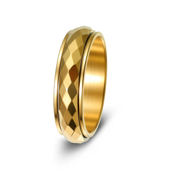 Wholesale Unisex Diamondshaped Rotatable Stressrelief Titanium Steel Ring With Geometric Design And Electroplating
