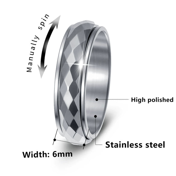 Wholesale Unisex Diamondshaped Rotatable Stressrelief Titanium Steel Ring With Geometric Design And Electroplating