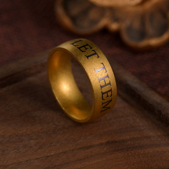 Wholesale Unisex Distressed Antique Silver Bronze Titanium Steel Ring With Letters Numbers Text Styling