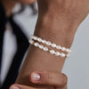 Wholesale Unisex Double Layer Natural Freshwater Pearl Bracelet 925 Sterling Silver Electroplated