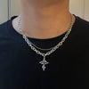Wholesale Unisex Electroplated Cross Cuban Chain Necklace Made Of Titanium Steel In Boyfriend Style