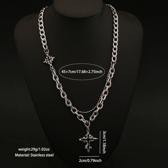 Wholesale Unisex Electroplated Cross Cuban Chain Necklace Made Of Titanium Steel In Boyfriend Style