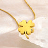 Wholesale Unisex Electroplated Geometric Fourleaf Clover Stainless Steel Necklace Light Luxury Style