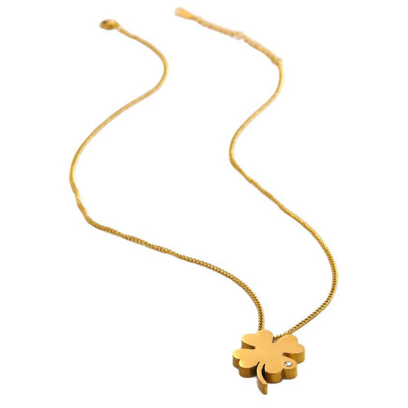 Wholesale Unisex Electroplated Geometric Fourleaf Clover Stainless Steel Necklace Light Luxury Style
