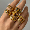 Wholesale Unisex Electroplated Geometric Natural Stone Stainless Steel Ring Hand Jewelry