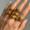 Wholesale Unisex Electroplated Geometric Natural Stone Stainless Steel Ring Hand Jewelry