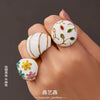 Wholesale Unisex Electroplated Geometric Stainless Steel Flower Zircon Ring With Light Luxury Style