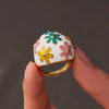 Wholesale Unisex Electroplated Geometric Stainless Steel Flower Zircon Ring With Light Luxury Style