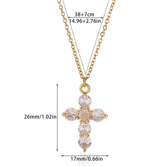 Wholesale Unisex Electroplated Gold Stainless Steel Cross Pendant Necklace