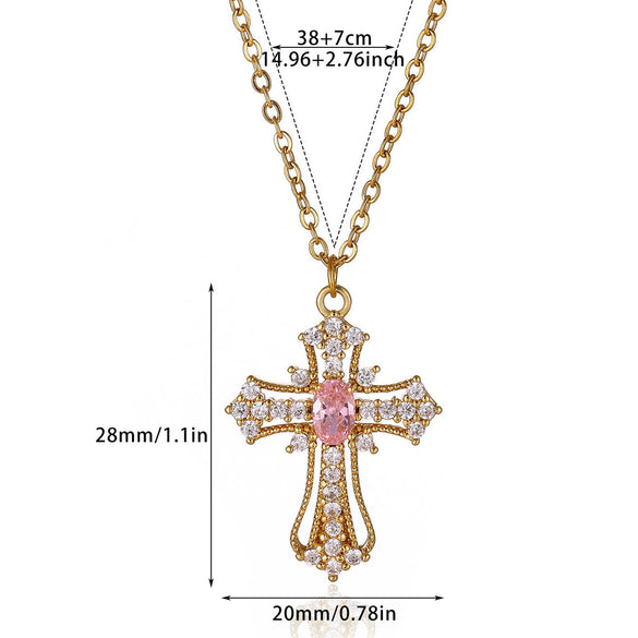 Wholesale Unisex Electroplated Gold Stainless Steel Cross Pendant Necklace