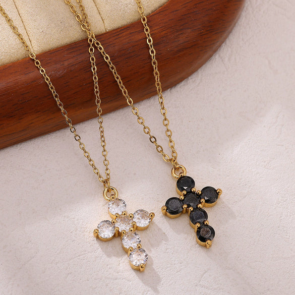 Wholesale Unisex Electroplated Gold Stainless Steel Cross Pendant Necklace