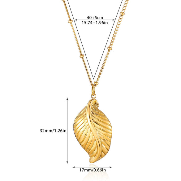 Wholesale Unisex Electroplated Gold Titanium Steel And Stainless Steel Exaggerated Flower Leaf Necklace Pendant With Cross Chain