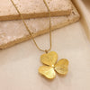 Wholesale Unisex Electroplated Gold Titanium Steel And Stainless Steel Exaggerated Flower Leaf Necklace Pendant With Cross Chain