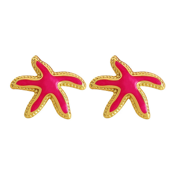 Wholesale Unisex Electroplated Stainless Steel Animal Starfish Oil Drip Earrings