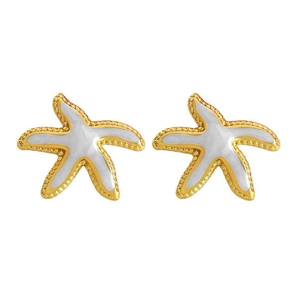 Wholesale Unisex Electroplated Stainless Steel Animal Starfish Oil Drip Earrings