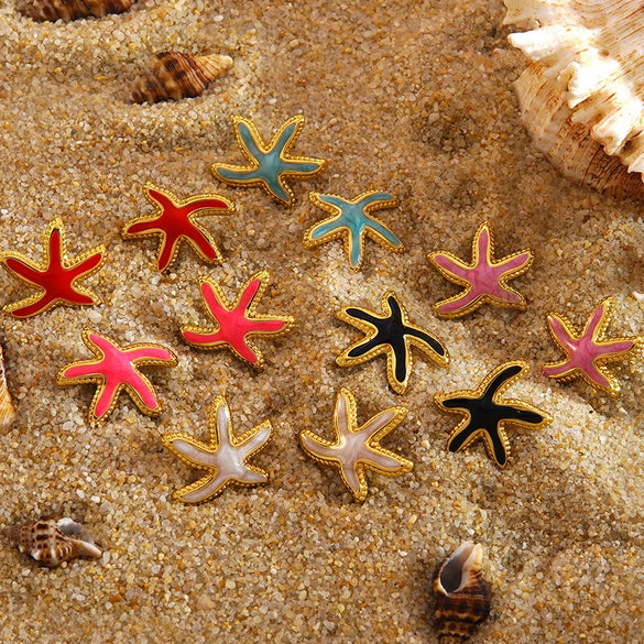 Wholesale Unisex Electroplated Stainless Steel Animal Starfish Oil Drip Earrings