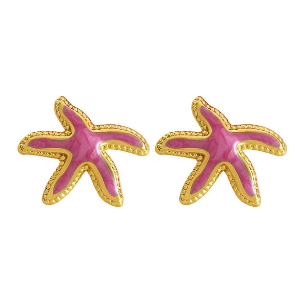 Wholesale Unisex Electroplated Stainless Steel Animal Starfish Oil Drip Earrings