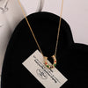 Wholesale Unisex Electroplated Stainless Steel Geometric Ushaped Rainbow Element Horseshoe Kaleidoscope Lucky Symbol Inlaid Zirconium Necklace With Ochain