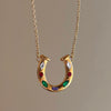Wholesale Unisex Electroplated Stainless Steel Geometric Ushaped Rainbow Element Horseshoe Kaleidoscope Lucky Symbol Inlaid Zirconium Necklace With Ochain