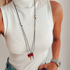 Wholesale Unisex Electroplated Stainless Steel Heart Shape Wax Rope Chain Love Wings Pendant Necklace In Sweet And Cool Style