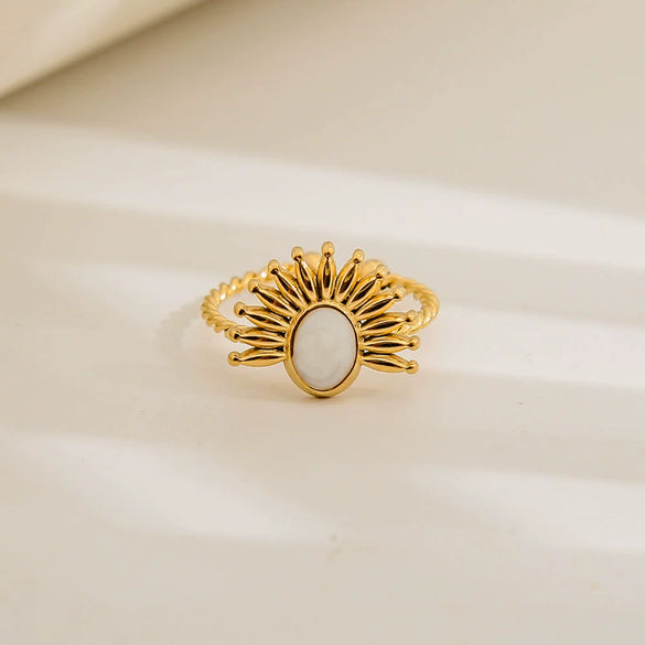 Wholesale Unisex Electroplated Titanium Steel And Stainless Steel Geometric Round Enamel Retro Opening Ring