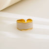 Wholesale Unisex Electroplated Titanium Steel And Stainless Steel Geometric Round Enamel Retro Opening Ring