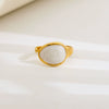 Wholesale Unisex Electroplated Titanium Steel And Stainless Steel Geometric Round Enamel Retro Opening Ring