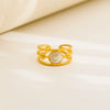 Wholesale Unisex Electroplated Titanium Steel And Stainless Steel Geometric Round Enamel Retro Opening Ring