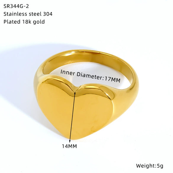 Wholesale Unisex Electroplated Titanium Steel Heart Ring Jewelry