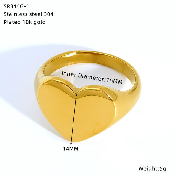 Wholesale Unisex Electroplated Titanium Steel Heart Ring Jewelry