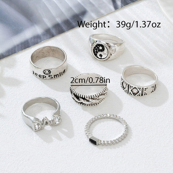 Wholesale Unisex Electroplated Zinc Alloy Rings With Geometric Eight Trigrams Poker And Heartshaped Designs