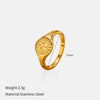 Wholesale Unisex Engraved Geometric Goldplated Titanium Steel Ring With Wreath Surrounding Sun Design