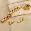 Wholesale Unisex Exaggerated Geometric Jewelry Set With Chain Design Titanium Steel Gold Plated Earrings Necklace