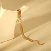 Wholesale Unisex Eyeshaped Geometric Diamond Stainless Steel 18K Gold Plated Threelayer Bracelet