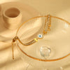 Wholesale Unisex Eyeshaped Geometric Diamond Stainless Steel 18K Gold Plated Threelayer Bracelet
