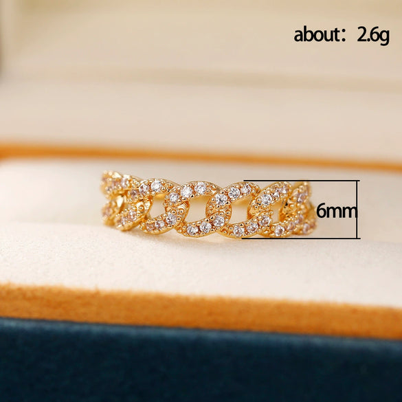 Wholesale Unisex Fashion Copper Zircon Geometric Ring
